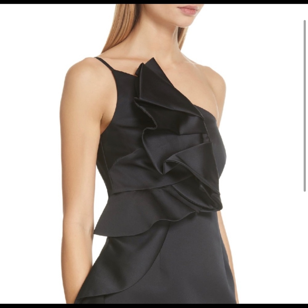 NWT Amur Hallie One Shoulder Ruffle Cocktail Mini Dress in Black sz 2 - Picture 2 of 7